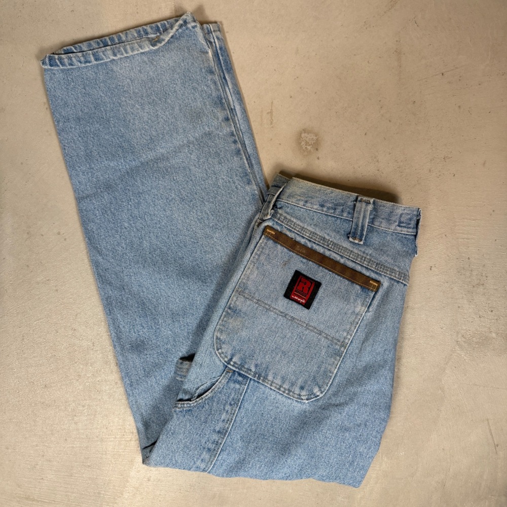 Wrangler Riggs Workwear Mens 34x30 Light Wash Carpenter Jeans Denim 3W020VI